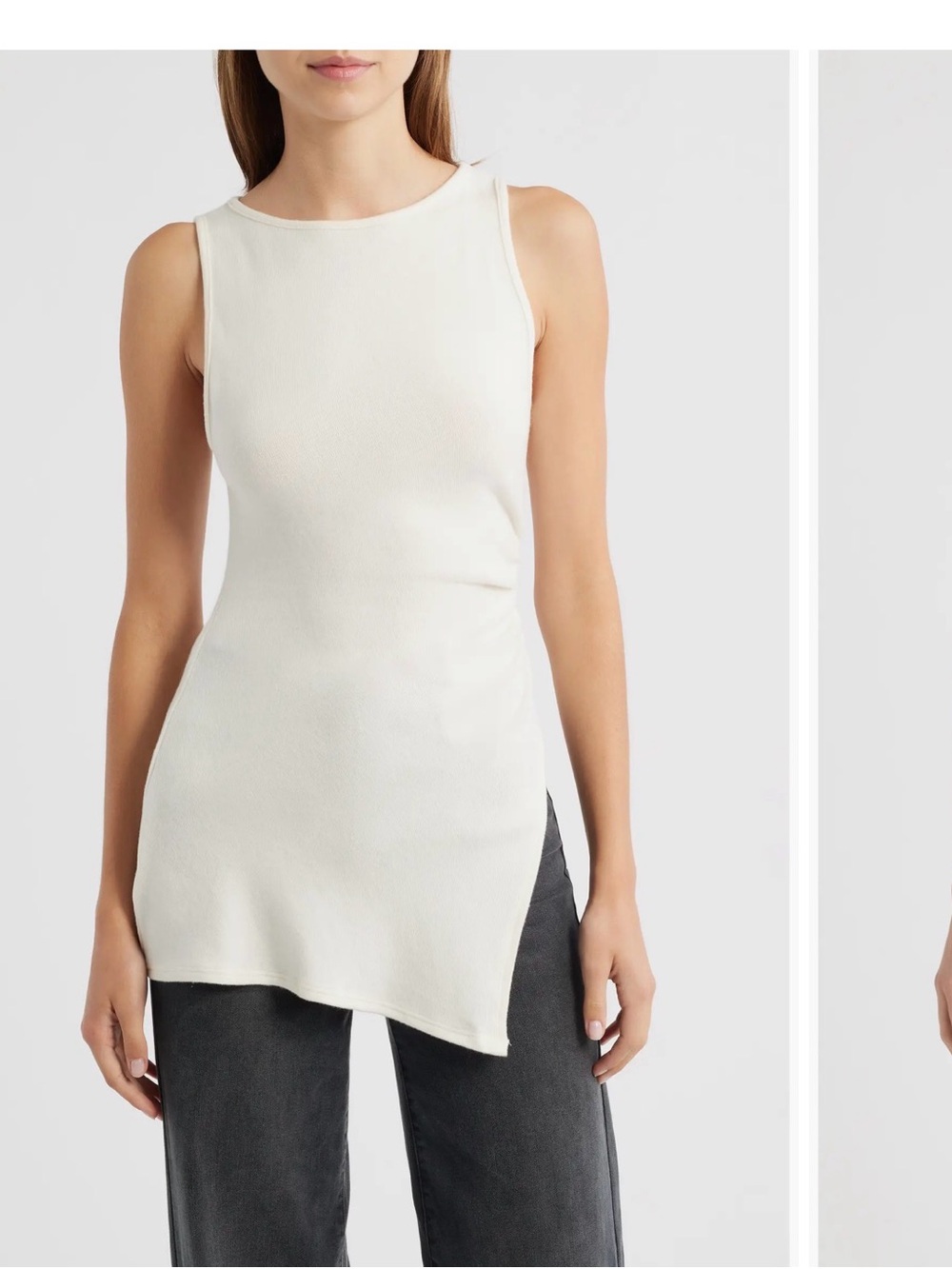 Reformation walker side ruched knit top